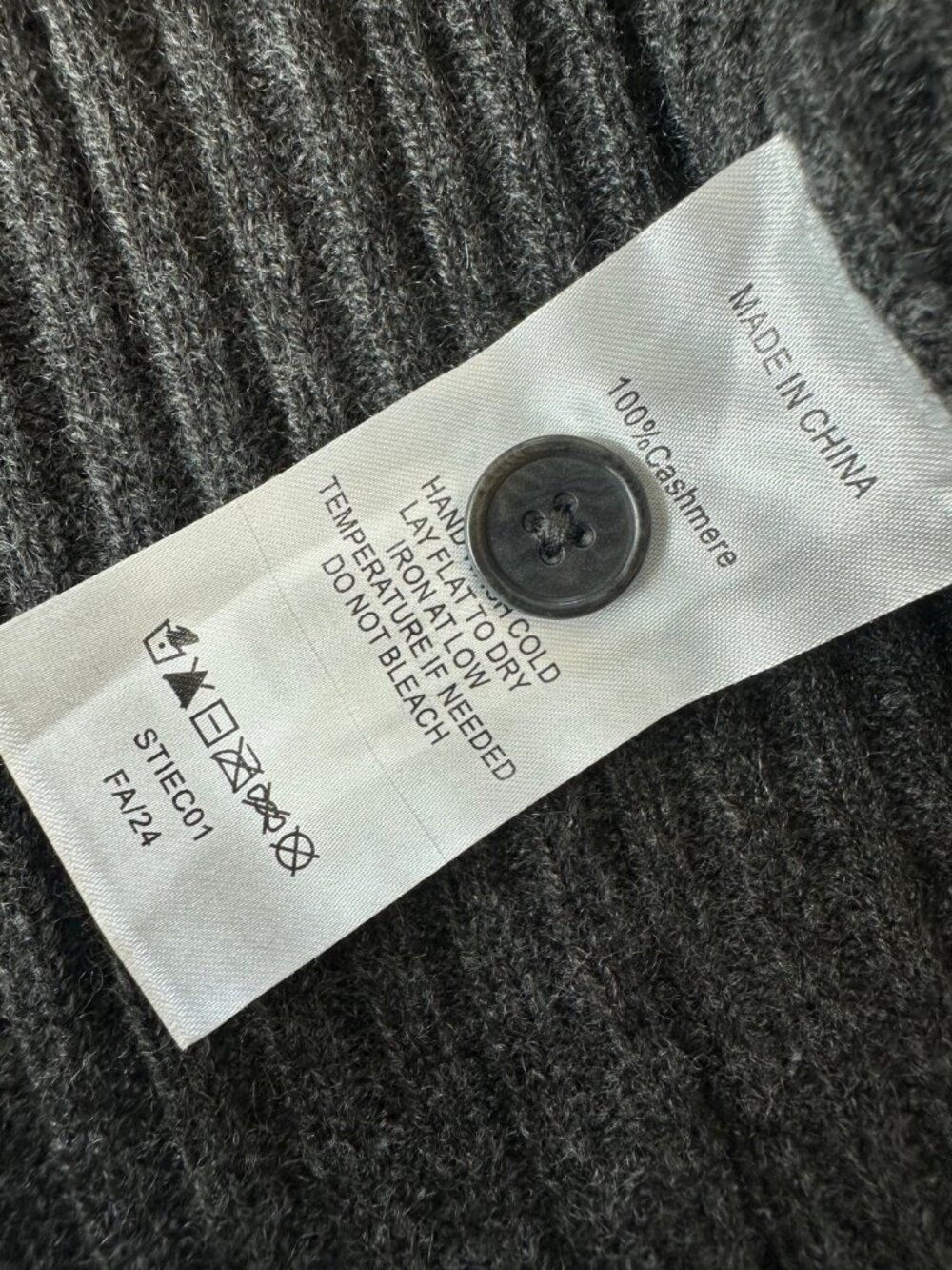Quince XL Grey Mongolian Cashmere Wide-Rib Oversized Collared Cardigan NEW - Picture 7 of 8
